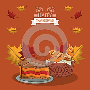 Happy thanksgiving day card with delicious food