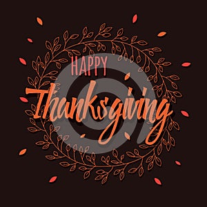 Happy Thanksgiving day card with floral decorative elements, colorful design