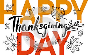 Happy thanksgiving day card with greeting lettering