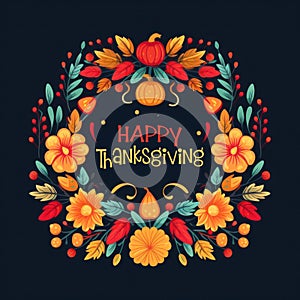 Happy Thanksgiving Day Card. Illustration AI Generative