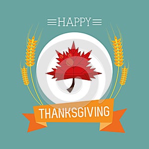 Happy thanksgiving day card with leaf plant