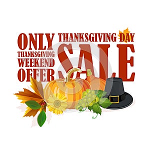 Happy Thanksgiving Day card with red sale label