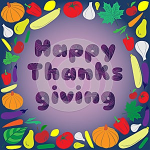 Happy thanksgiving day card. Vector Illustration