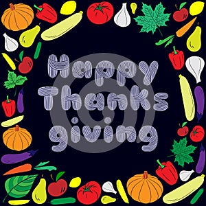 Happy thanksgiving day card. Vector Illustration