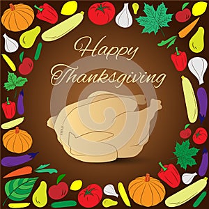 Happy thanksgiving day card. Vector Illustration