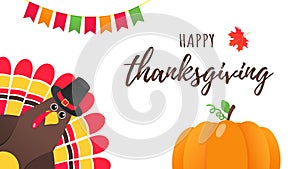 Happy thanksgiving day flat style design poster vector illustration