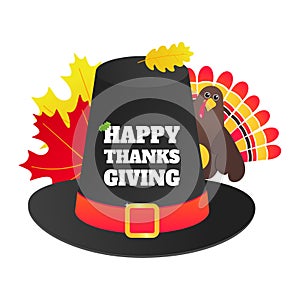 Happy thanksgiving day flat style design poster vector illustration