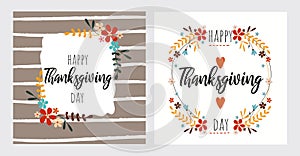 Happy thanksgiving day greeting card set