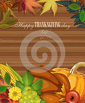 Happy Thanksgiving Day greeting card with wreath