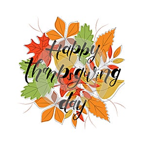 Happy Thanksgiving Day - hand lettering, typography vector design