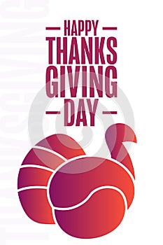 Happy Thanksgiving Day. Holiday concept. Template for background, banner, card, poster with text inscription. Vector