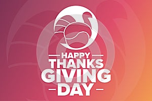 Happy Thanksgiving Day. Holiday concept. Template for background, banner, card, poster with text inscription. Vector