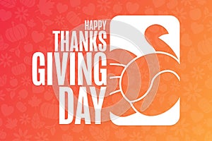 Happy Thanksgiving Day. Holiday concept. Template for background, banner, card, poster with text inscription. Vector