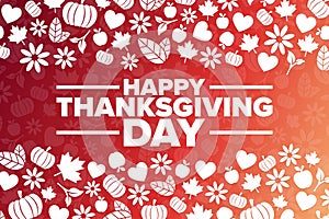 Happy Thanksgiving Day. Holiday concept. Template for background, banner, card, poster with text inscription. Vector
