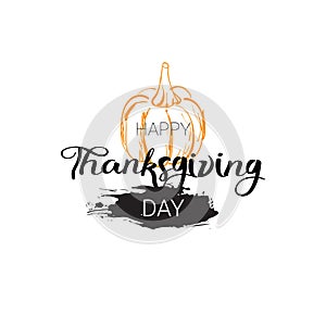 Happy Thanksgiving Day Logo Autumn Traditional Harvest Holiday Greeting Card