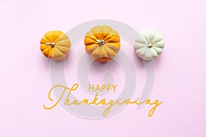 Happy Thanksgiving Day with pumpkin on pink background