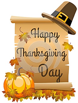 Happy thanksgiving day scroll parchment isolated