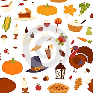 Happy Thanksgiving Day seamless pattern vector.