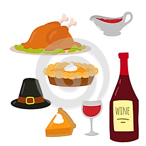 Happy thanksgiving day symbols design holiday objects fresh food harvest autumn season vector illustration