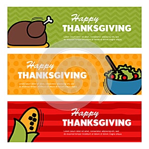 Happy Thanksgiving day. Three banners