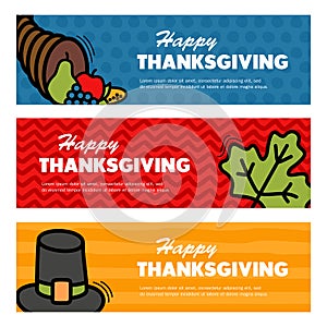 Happy Thanksgiving day. Three banners