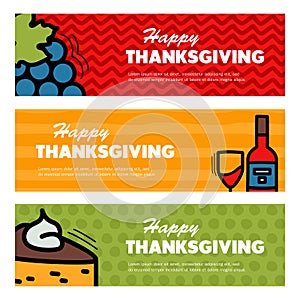 Happy Thanksgiving day. Three banners