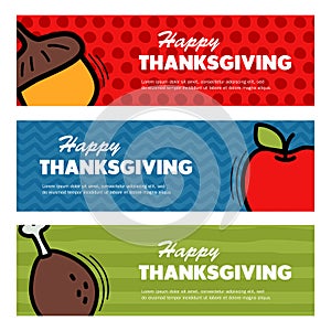 Happy Thanksgiving day. Three banners