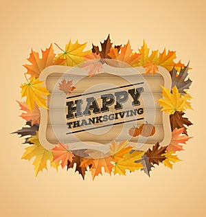 Happy thanksgiving day typography on wooden board