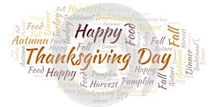 Happy Thanksgiving day word cloud.