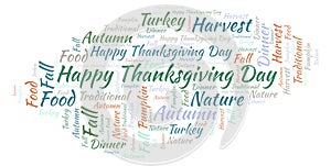 Happy Thanksgiving Day word cloud.