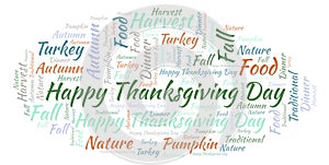 Happy Thanksgiving Day word cloud.