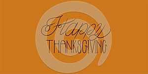 Happy thanksgiving hadn written calligraphy horizontal banner