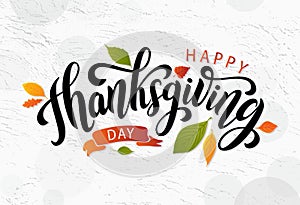 Happy thanksgiving. Hand drawn text Lettering card. Vector illustration.