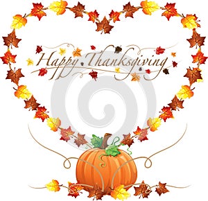 Happy Thanksgiving Heart and pumpkins border