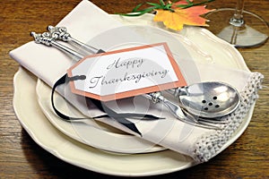 Happy Thanksgiving individual dinner table place setting