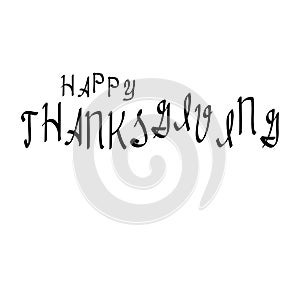 Happy Thanksgiving lettering, holiday calligraphy black brush for banner, poster, greeting card, party invitation illust