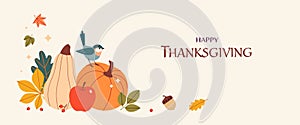 Happy Thanksgiving minimal vector graphic design
