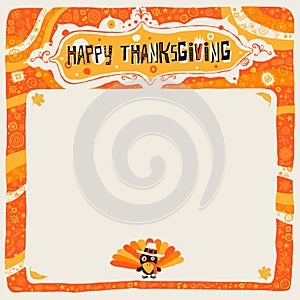 Happy Thanksgiving postcard, poster, background, ornament or invitation.