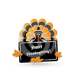 Happy thanksgiving turkey card icon