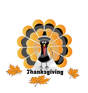 Happy thanksgiving turkey card icon