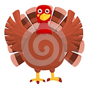 Happy Thanksgiving turkey icon, cartoon style