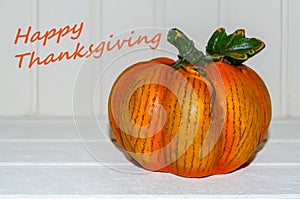 Happy Thanksgiving with wood decorative pumpkin