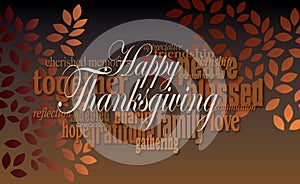 Happy Thanksgiving word montage with leaves