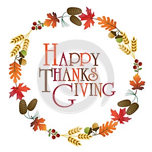 Happy thanksgiving wreath graphic