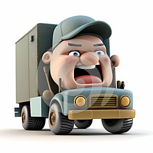 Happy Tiny Truck Driver. Generative AI