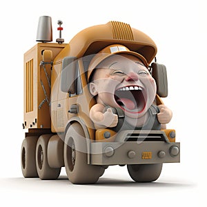 Happy Tiny Truck Driver. Generative AI