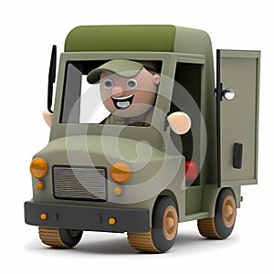 Happy Tiny Truck Driver. Generative AI