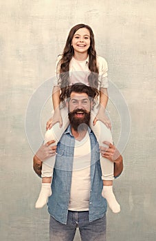 Happy to be father. Dad and daughter having fun. Cheerful father. How dad approaches life will serve as example for