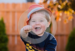 Happy toddler fist bump