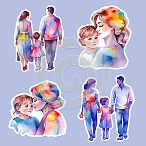 Happy Together A Watercolour Family Sticker